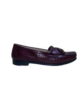 Johnston & Murphy Men’s Burgundy Leather Woven Tassel Loafer Shoes Sz 11.5M